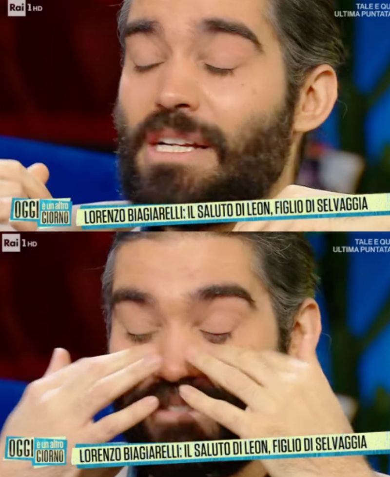 Lorenzo Biagiarelli in lacrime 