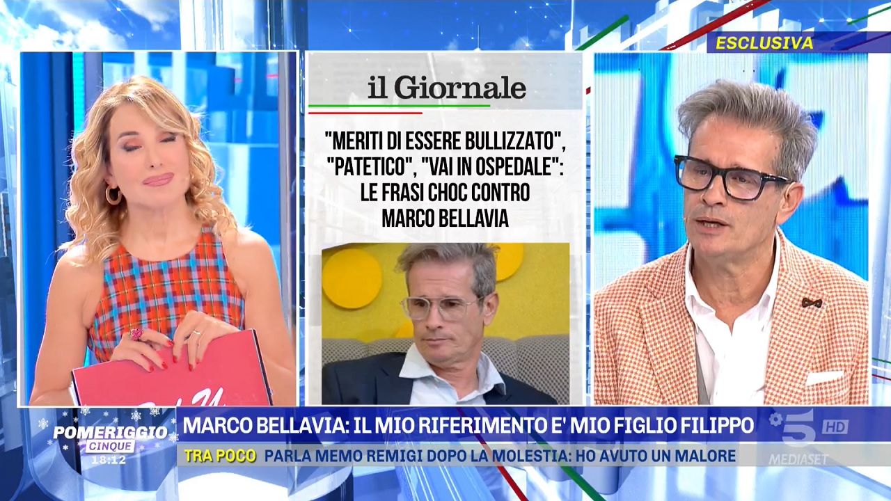 Marco Bellavia ex concorrente del GF Vip 7 ospite da Barbara D'Urso 