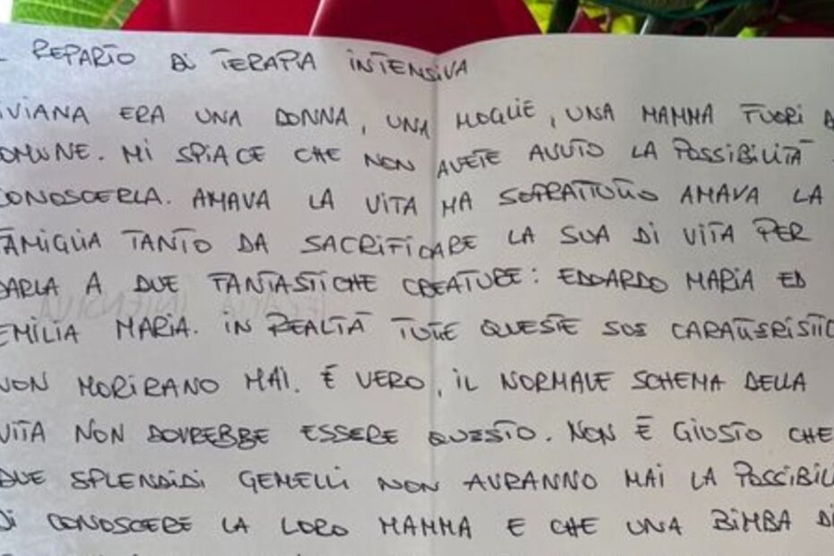 moglie muore dopo parto marito scrive lettera