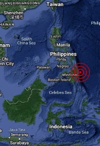 Terremoto nelle Filippine al largo di Mindanao