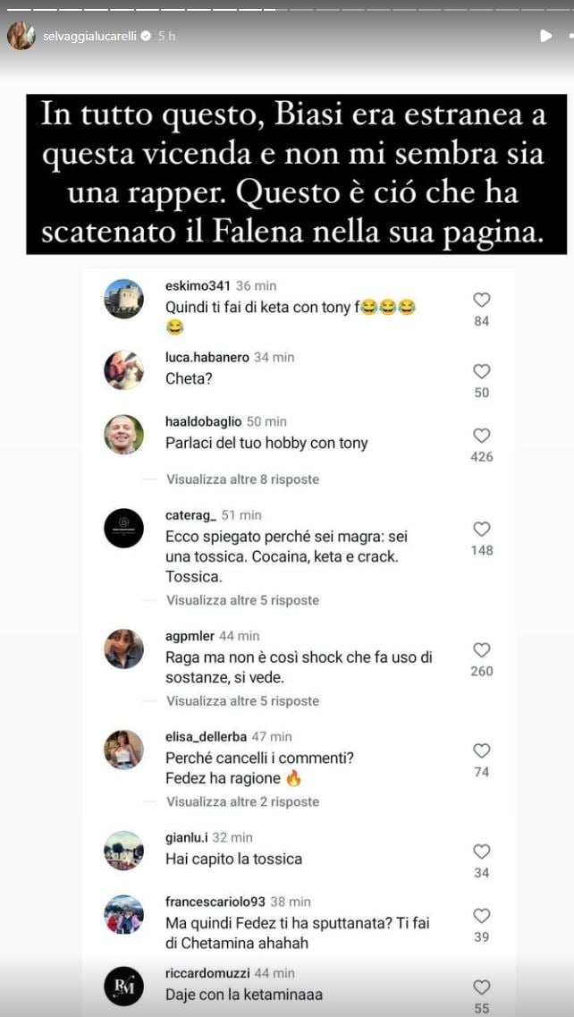 Instagram di Chiara Biasi, la storia di Selvaggia Lucarelli