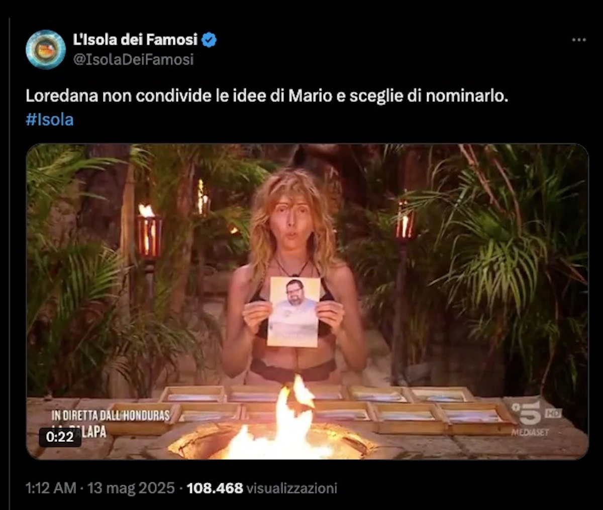 Isola dei Famosi, la nomination di Loredana Cannata a Mario Adinolfi