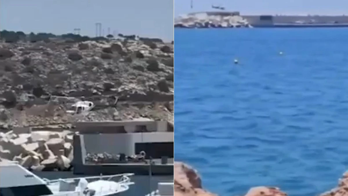 Panico in mare, elicottero precipita tra le barche Panico in mare, elicottero precipita tra le barche