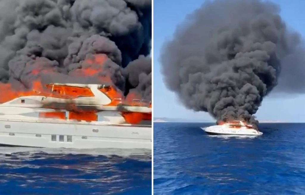incendio a bordo di uno yacht le fiamme divorano tutto video