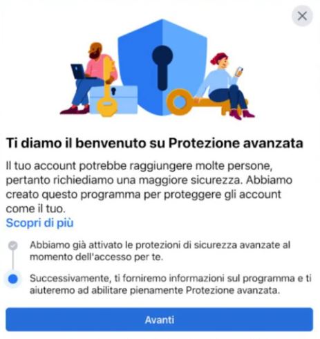 Facebook, protezione avanzata