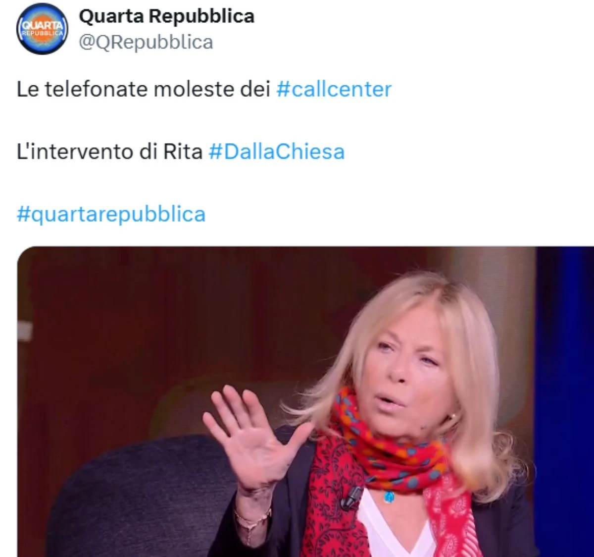 Rita Dalla Chiesa parla dei rischi delle truffe telefoniche