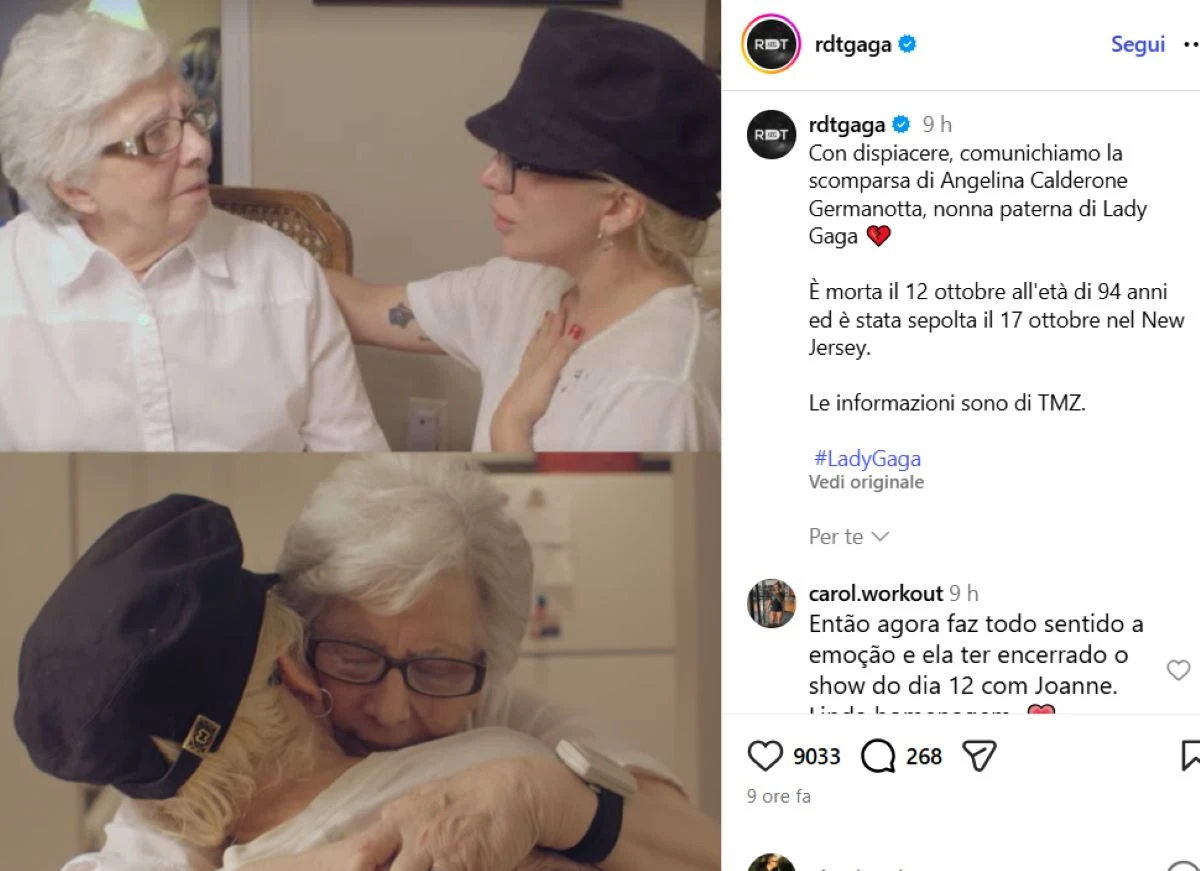 Lady Gaga addio alla nonna