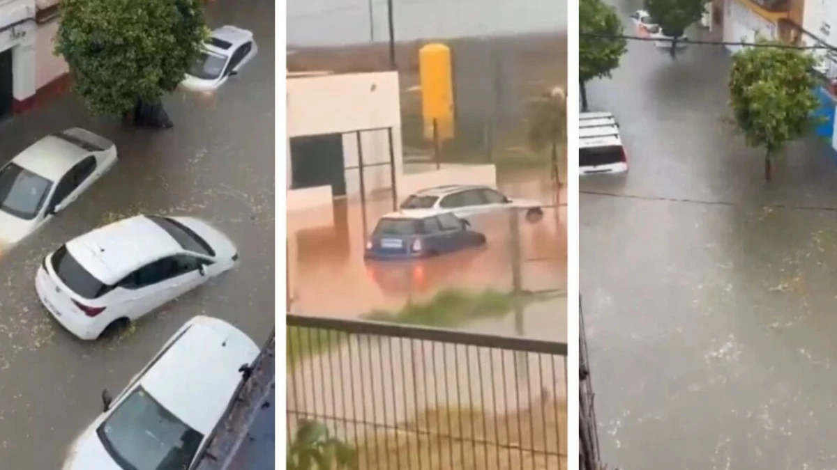 Strade di Siviglia allagate a causa della pioggia torrenziale