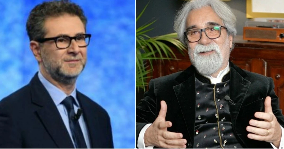 Peppe Vessicchio dirige durante un'esibizione musicale