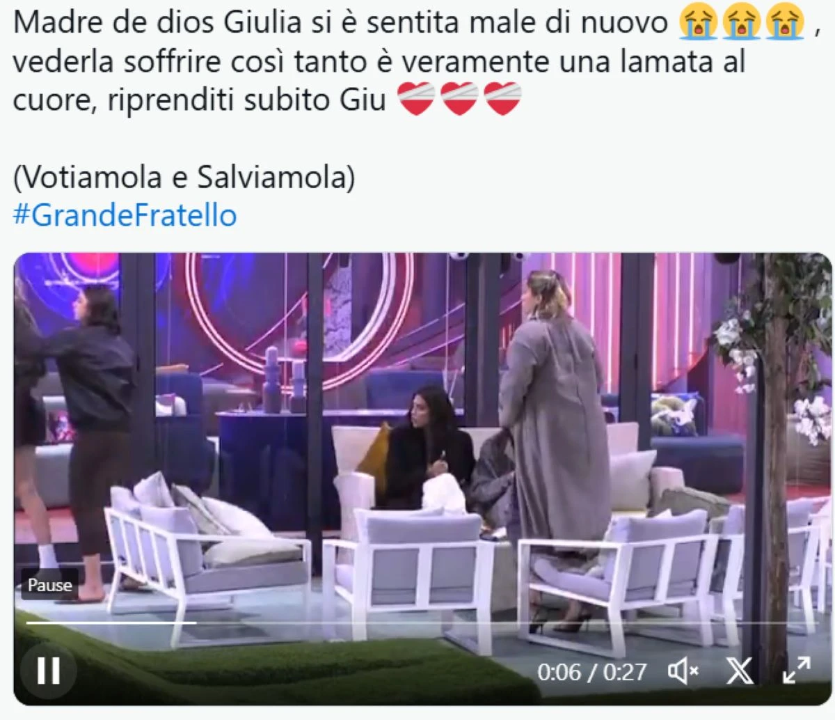 Concorrente colpita da malore nella notte al Grande Fratello