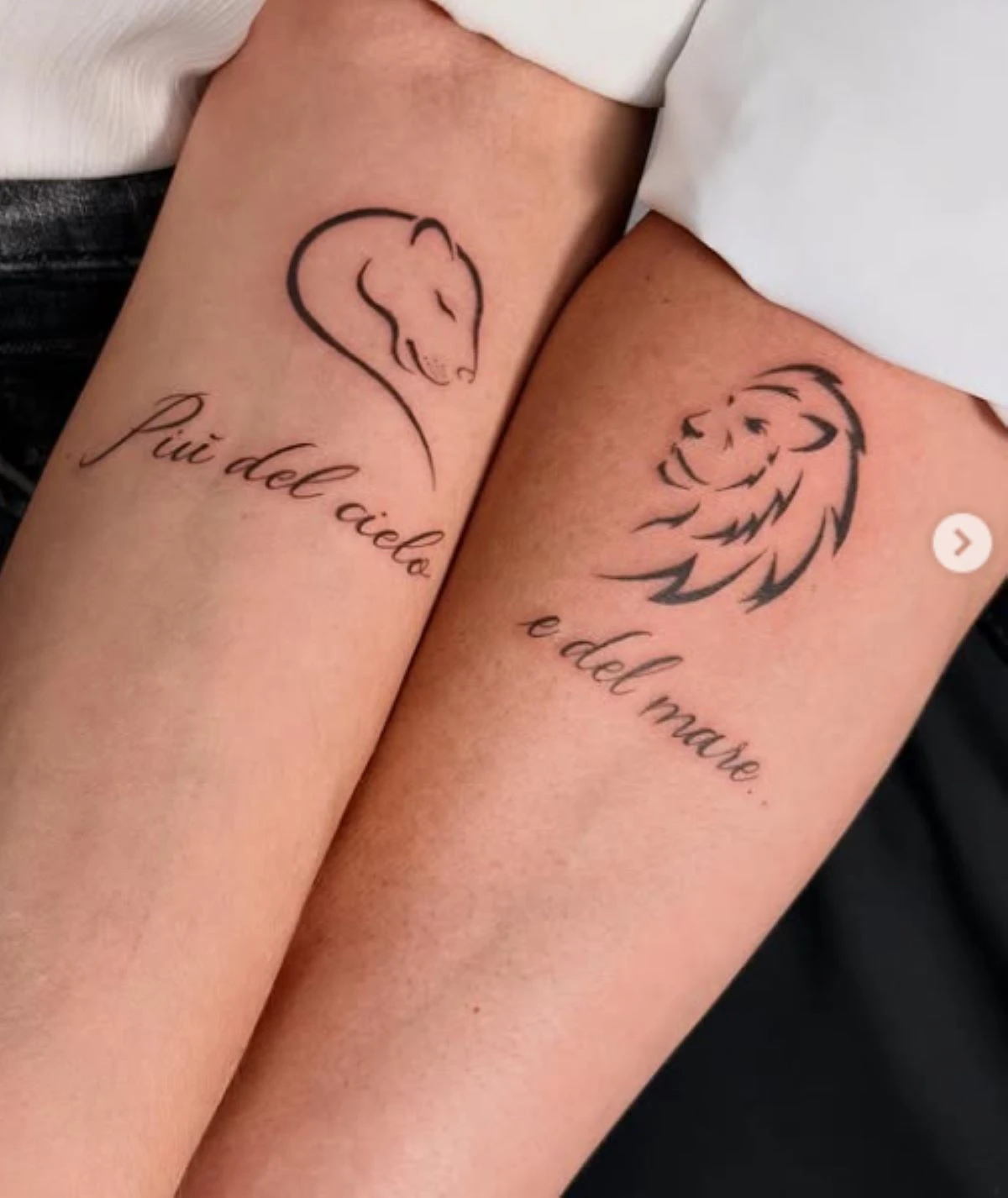 Particolare dei tatuaggi di Manila Nazzaro e Stefano Oradei