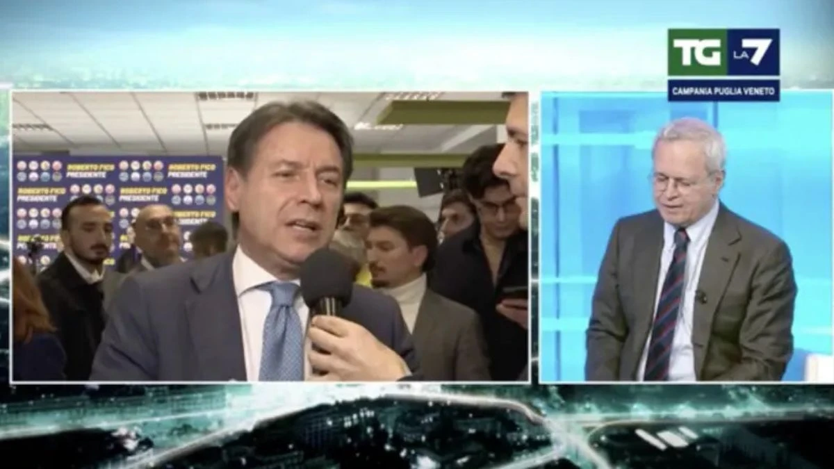 Enrico Mentana durante il confronto in studio