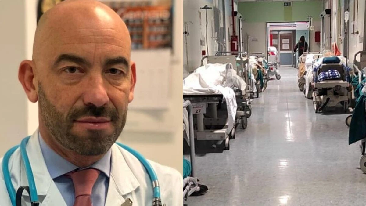 Corsia di ospedale con personale medico al lavoro