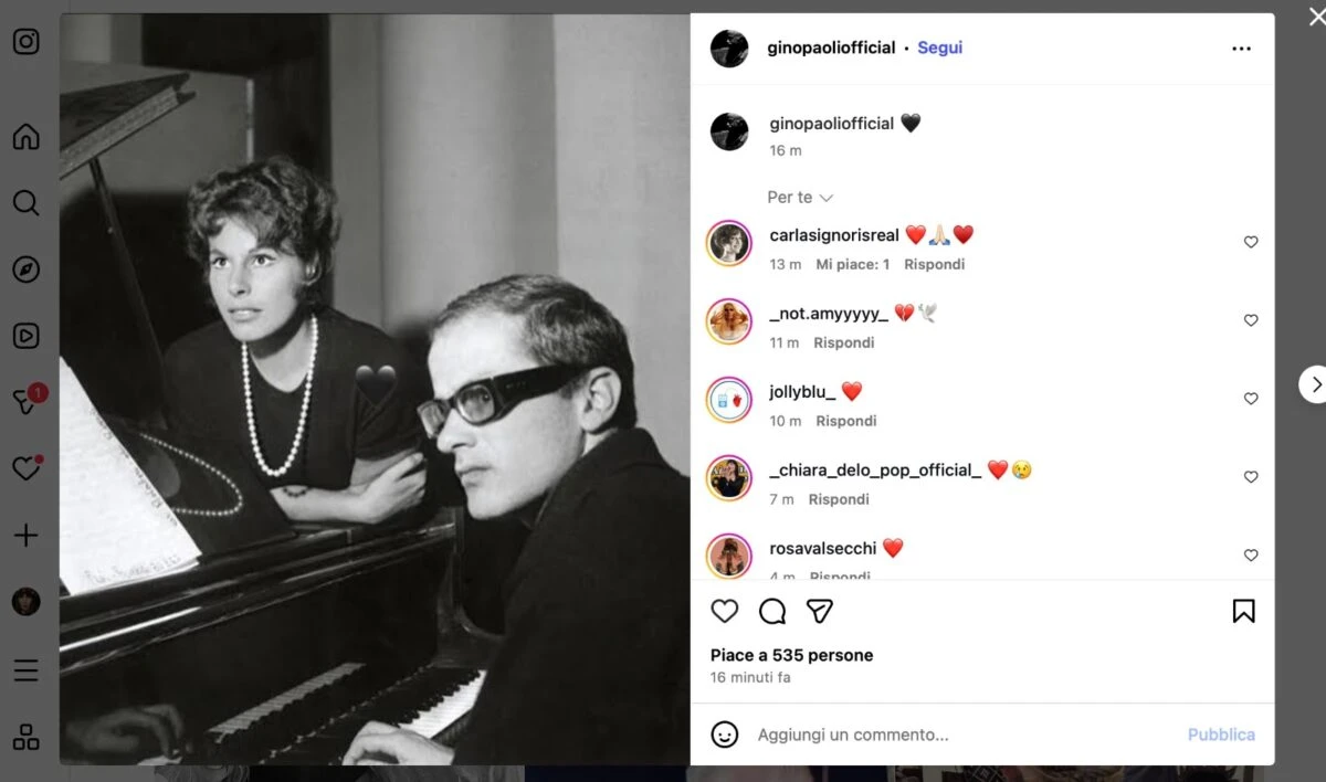 Gino Paoli e Ornella Vanoni sorridenti insieme, simbolo di un amore eterno