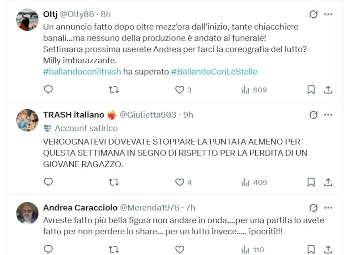 Commenti social sui fatti di Ballando con le Stelle