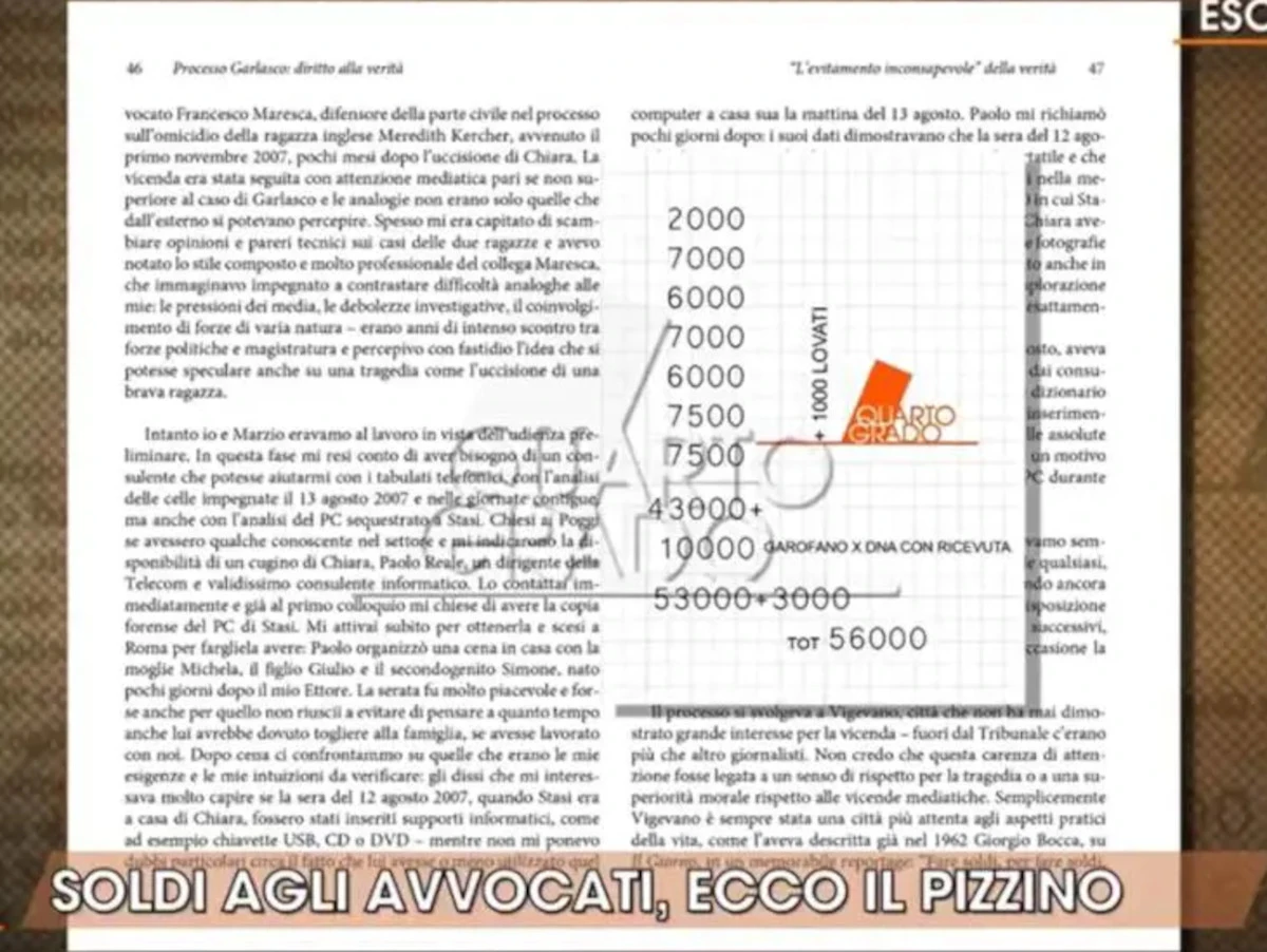 Il foglio con le cifre delle spese legali trovato a casa Sempio