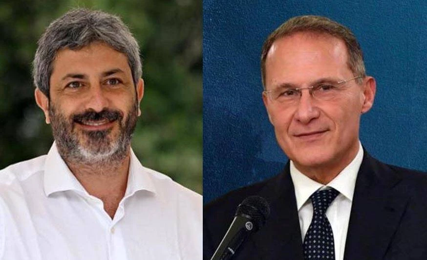 Ritratto di Roberto Fico ed Edmondo Cirielli, candidati alla presidenza della Regione Campania