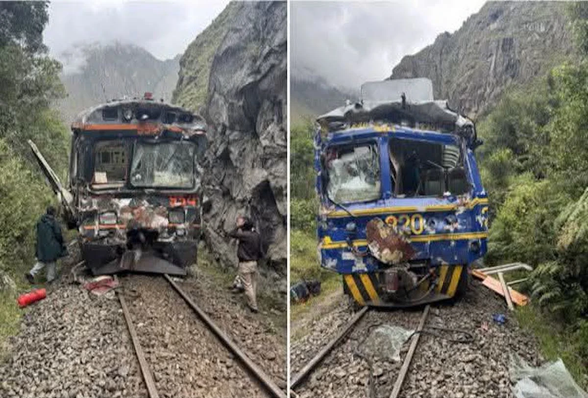 Dettaglio dei vagoni turistici danneggiati nella collisione