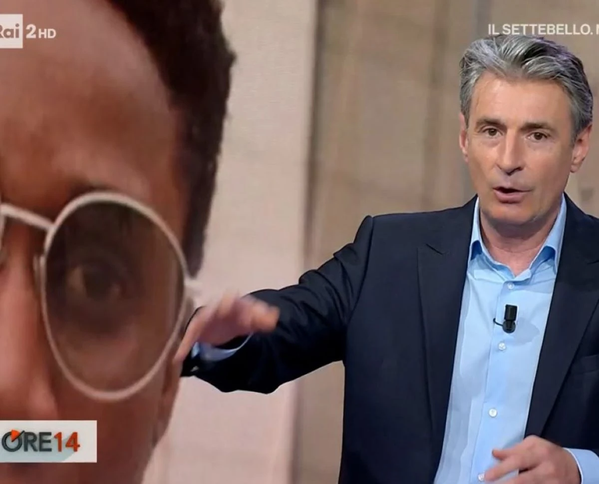 Milo Infante durante una puntata di Ore 14