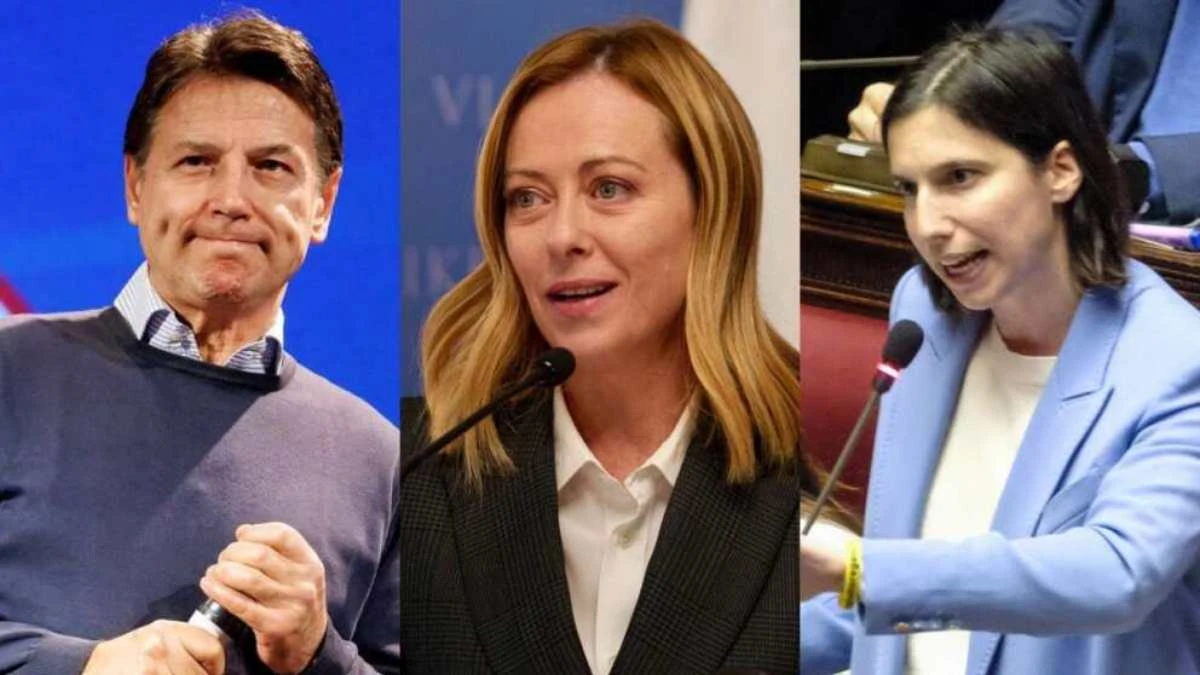 Giorgia Meloni, Elly Schlein e Giuseppe Conte in primo piano nel confronto politico