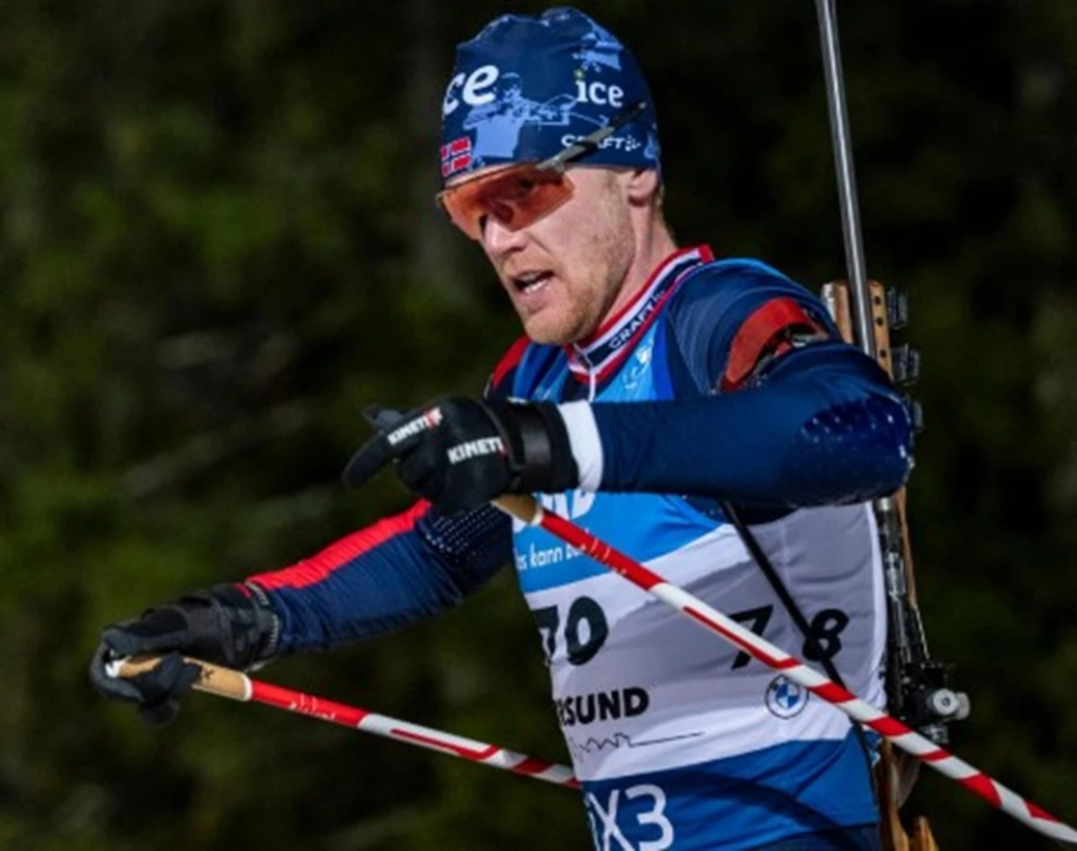 Ritratto del biatleta norvegese Sivert Guttorm Bakken