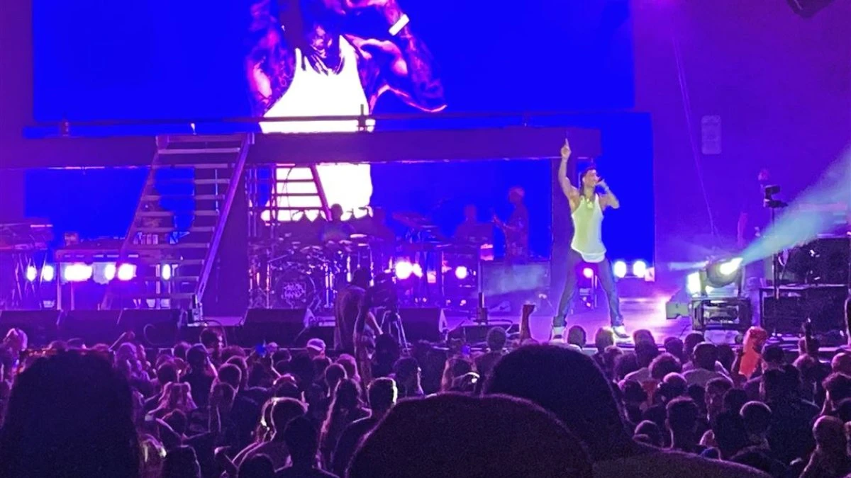 Il rapper Wiz Khalifa durante un concerto dal vivo