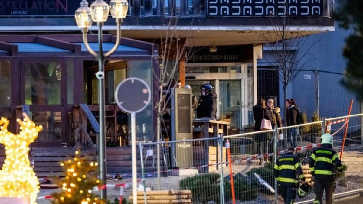 Veduta del locale Le Constellation a Crans-Montana dopo l'incendio