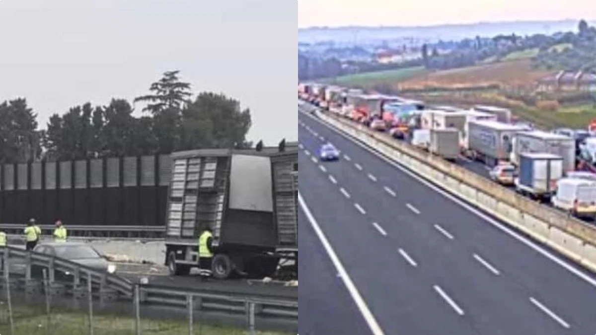 Traffico rallentato in autostrada dopo incidente con tir ribaltato