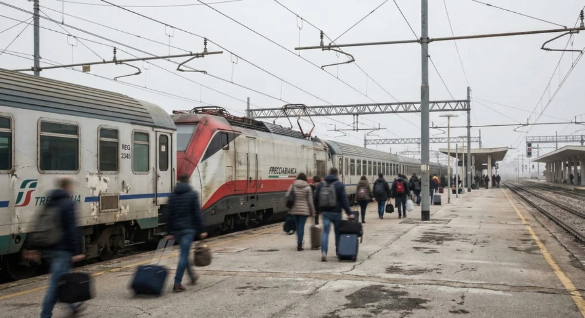 Treno ad alta velocità fermo sui binari dopo un incidente ferroviario nei pressi di Foggia