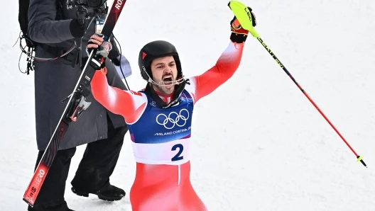 Atle Lie McGrath durante lo slalom olimpico sulla pista Stelvio a Bormio