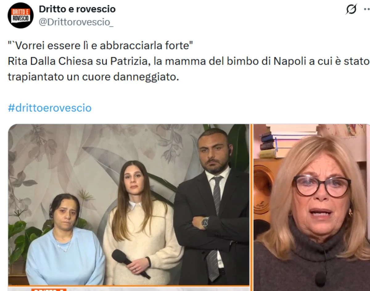 Rita Dalla Chiesa e riferimento al caso del bimbo con il cuore bruciato