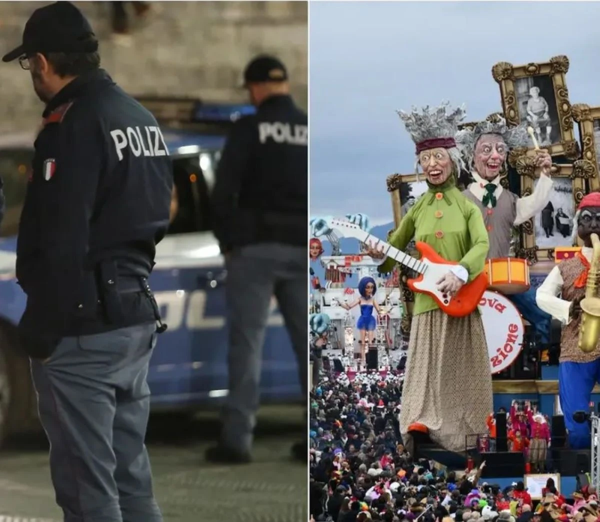 Intervento della polizia stradale a Viareggio durante la notte del Carnevale