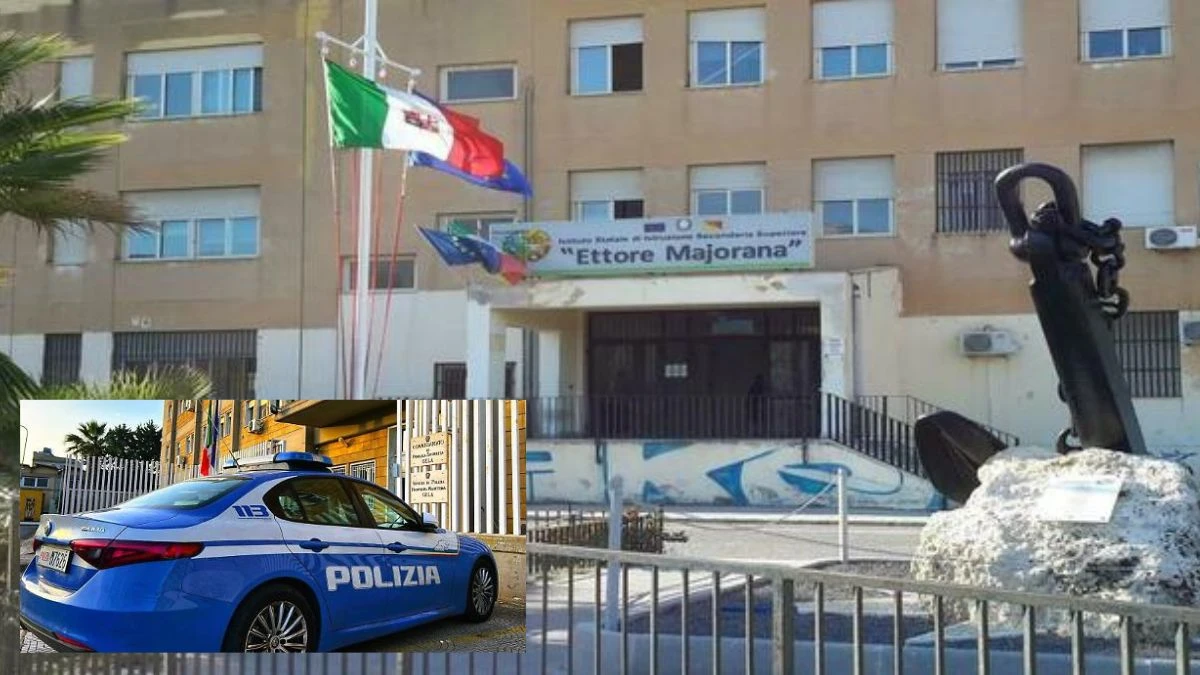 Carabinieri e intervento di emergenza davanti a una scuola
