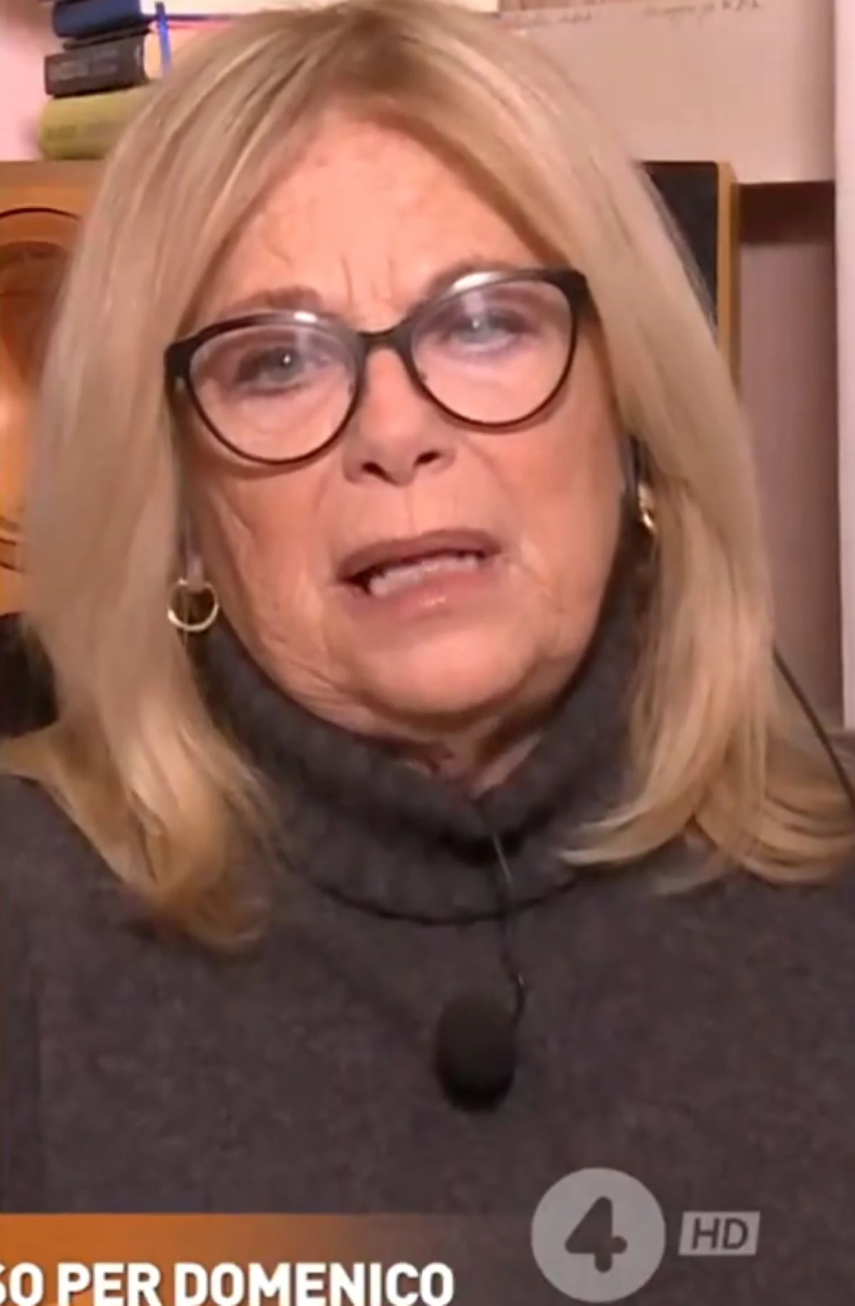 Rita Dalla Chiesa in studio durante l'intervento sul caso di Domenico