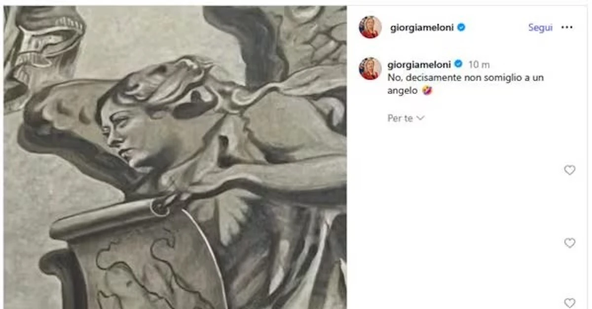 Foto del dettaglio dell'angelo nell'affresco della Basilica di San Lorenzo in Lucina