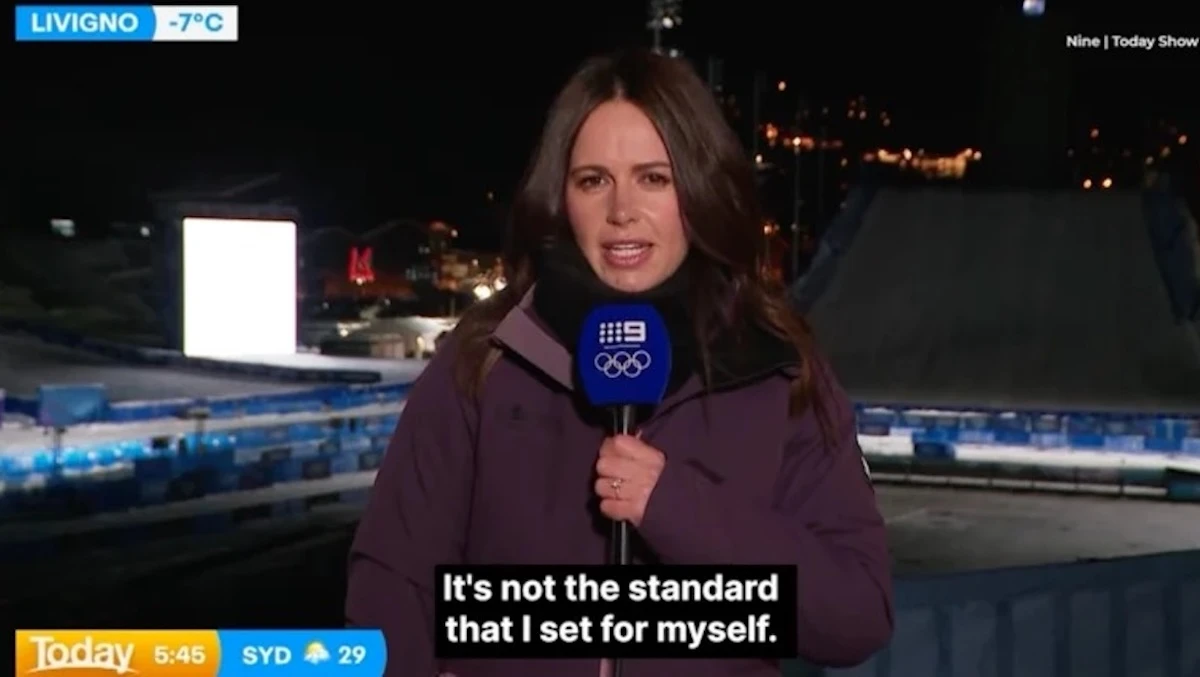 Danika Mason durante il rientro in onda con dichiarazione al pubblico