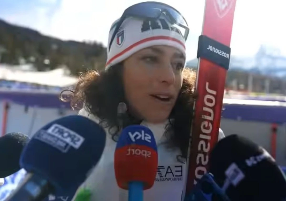 Federica Brignone dopo la prova di Slalom Gigante alle Olimpiadi invernali