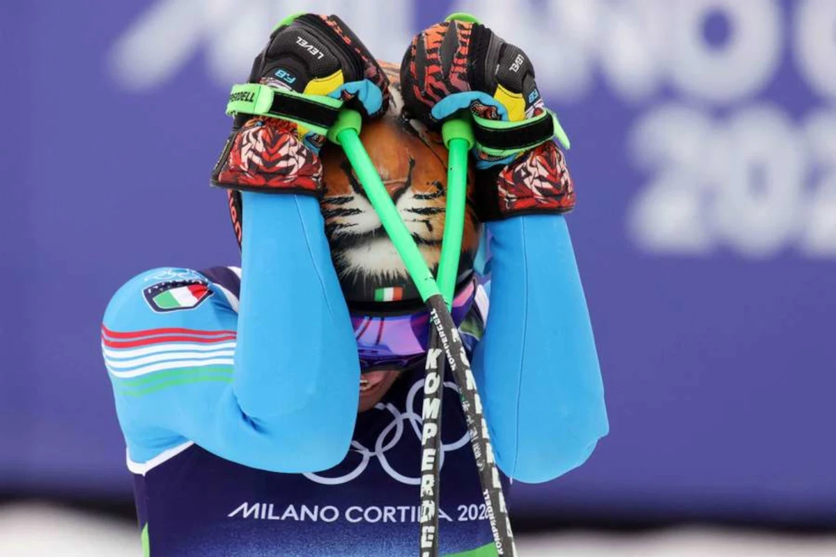 Federica Brignone in pista durante le Olimpiadi Invernali Milano-Cortina 2026