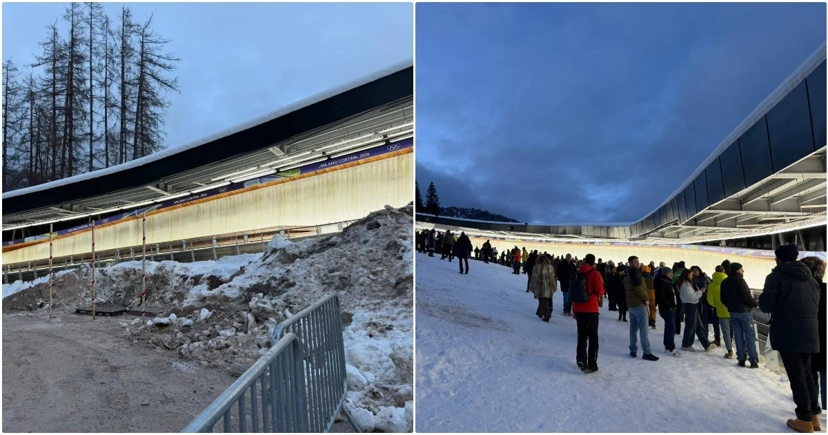 Pista da bob allo Sliding Centre di Cortina durante una prova