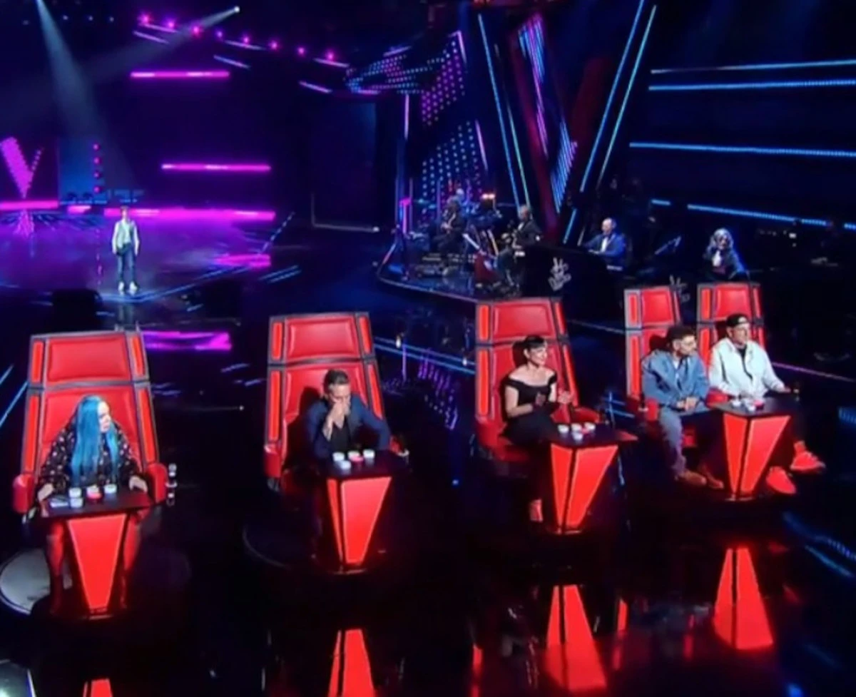 The Voice Kids, Emanuele Zollino sul palco durante le blind audition