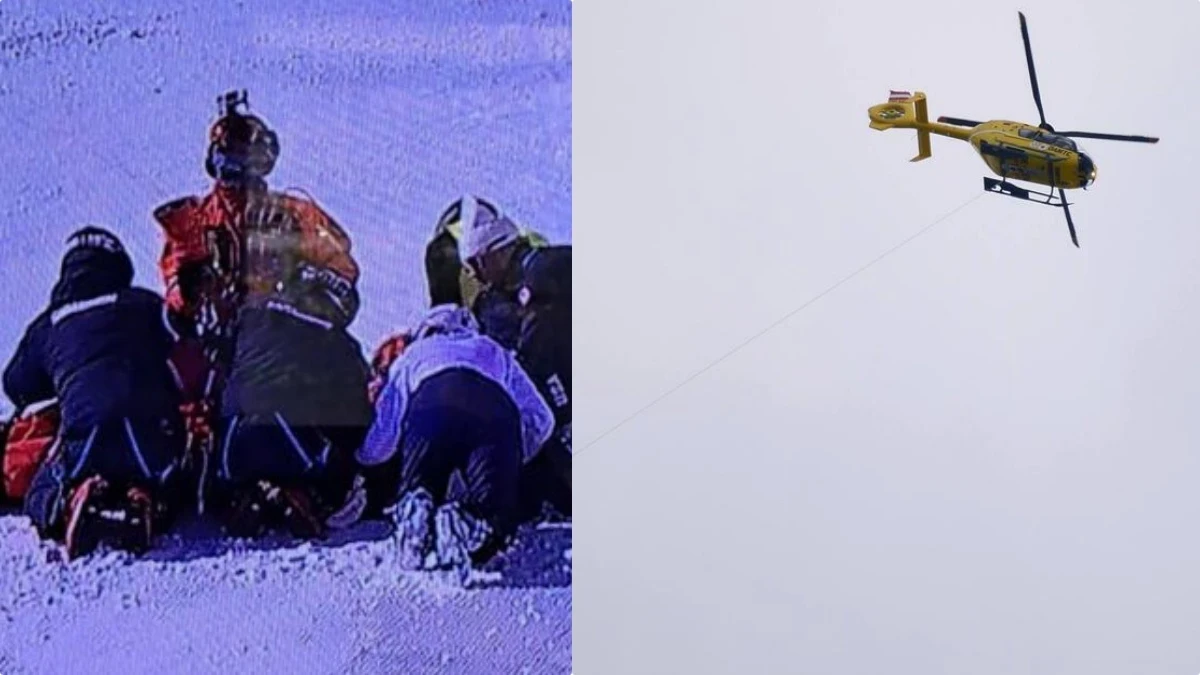 Soccorsi sulla pista dopo la caduta di Lindsey Vonn durante la discesa