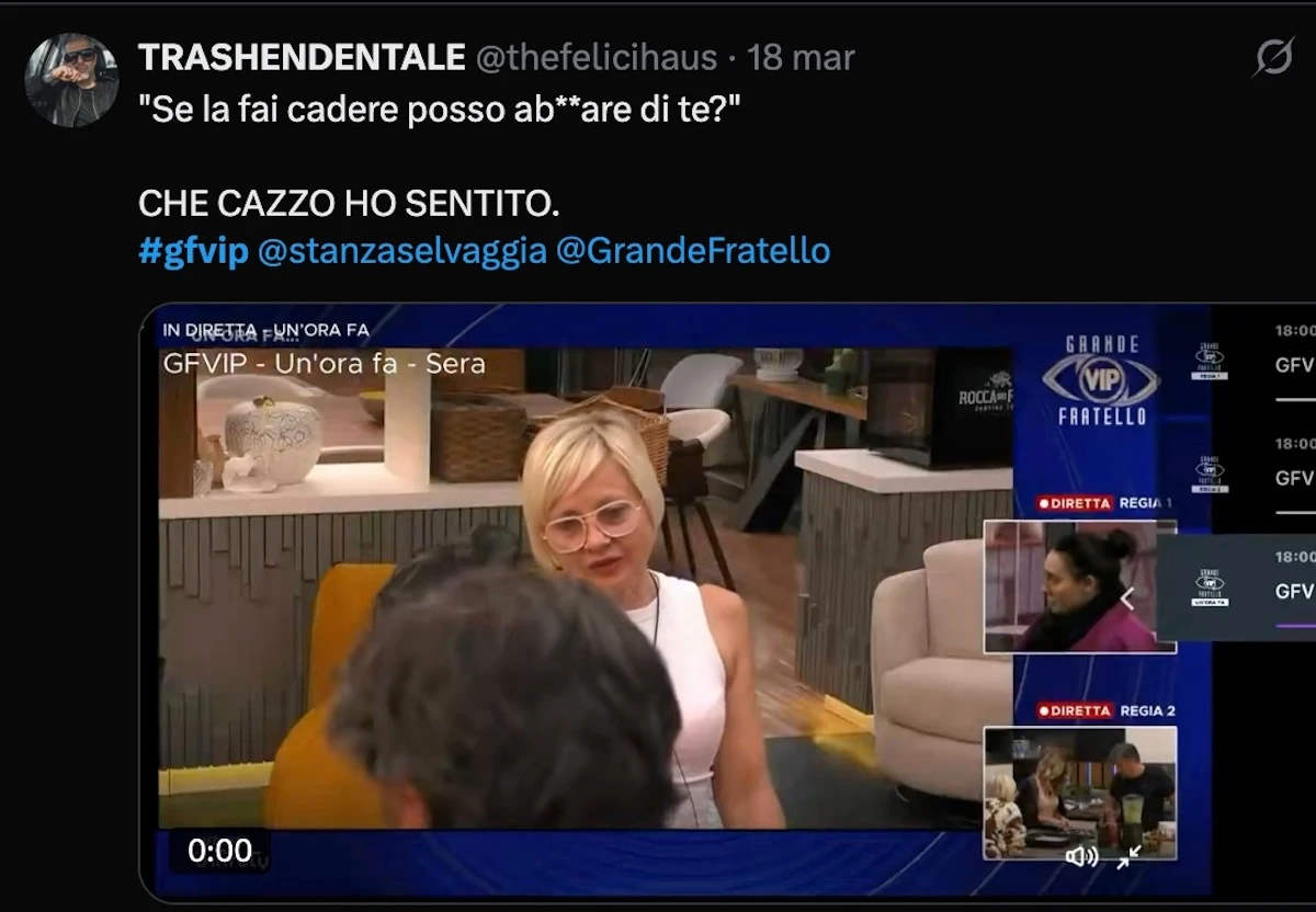 Inquadratura dei concorrenti del Grande Fratello Vip in salotto