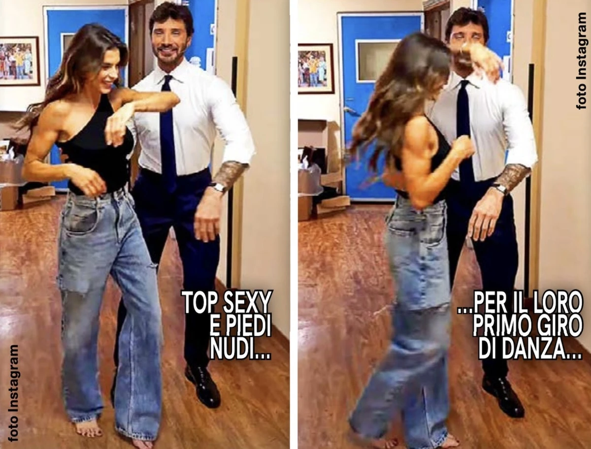 Stefano De Martino ed Elisabetta Canalis durante un ballo in uno scatto social
