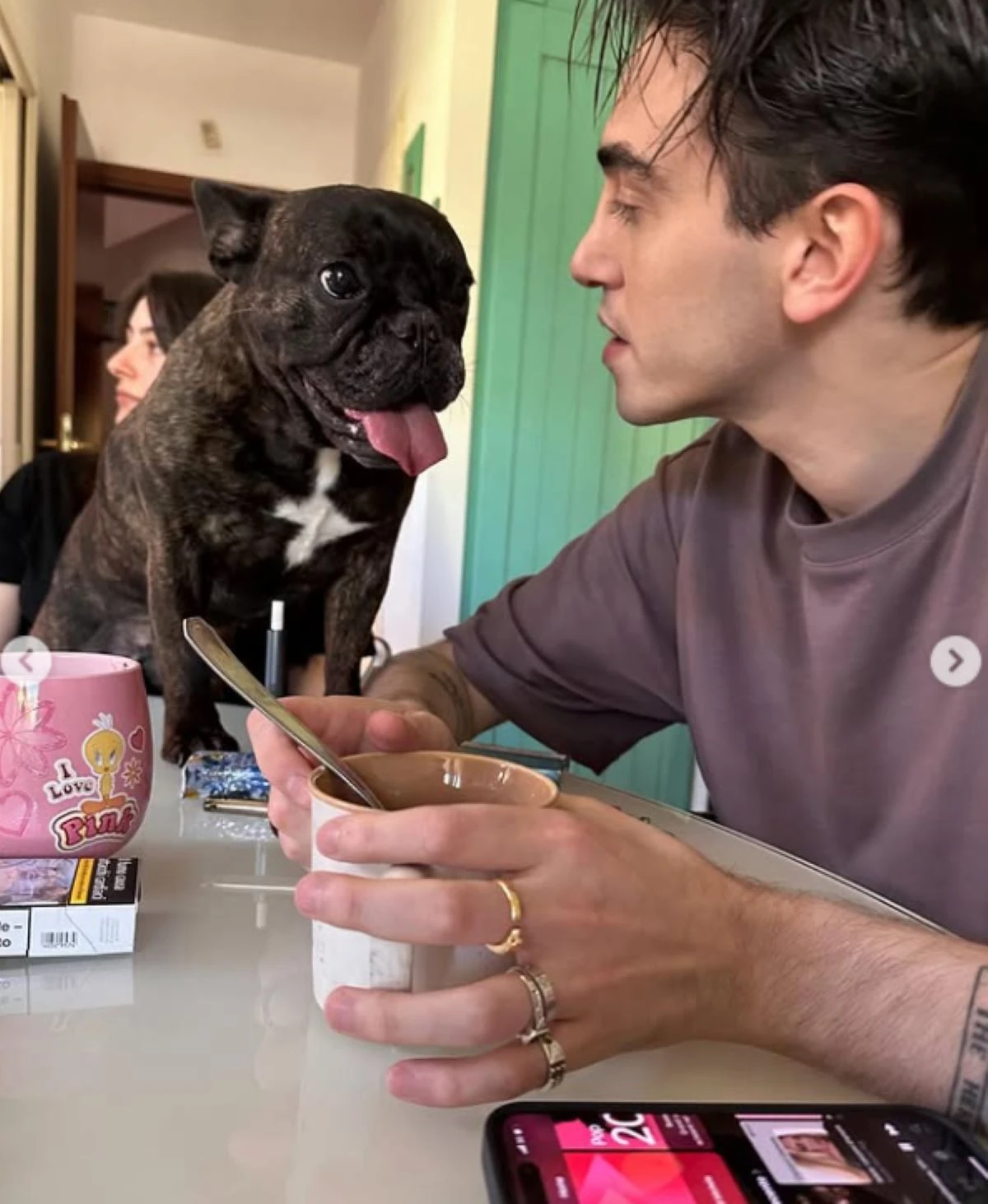 La cagnolina Signora Longari in una foto condivisa da Michele Bravi