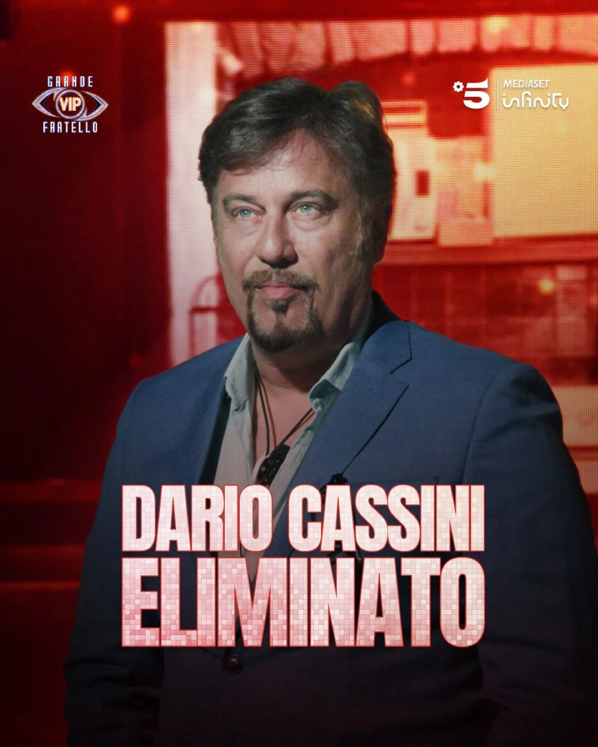 Dario Cassini durante l'annuncio del televoto al Grande Fratello Vip