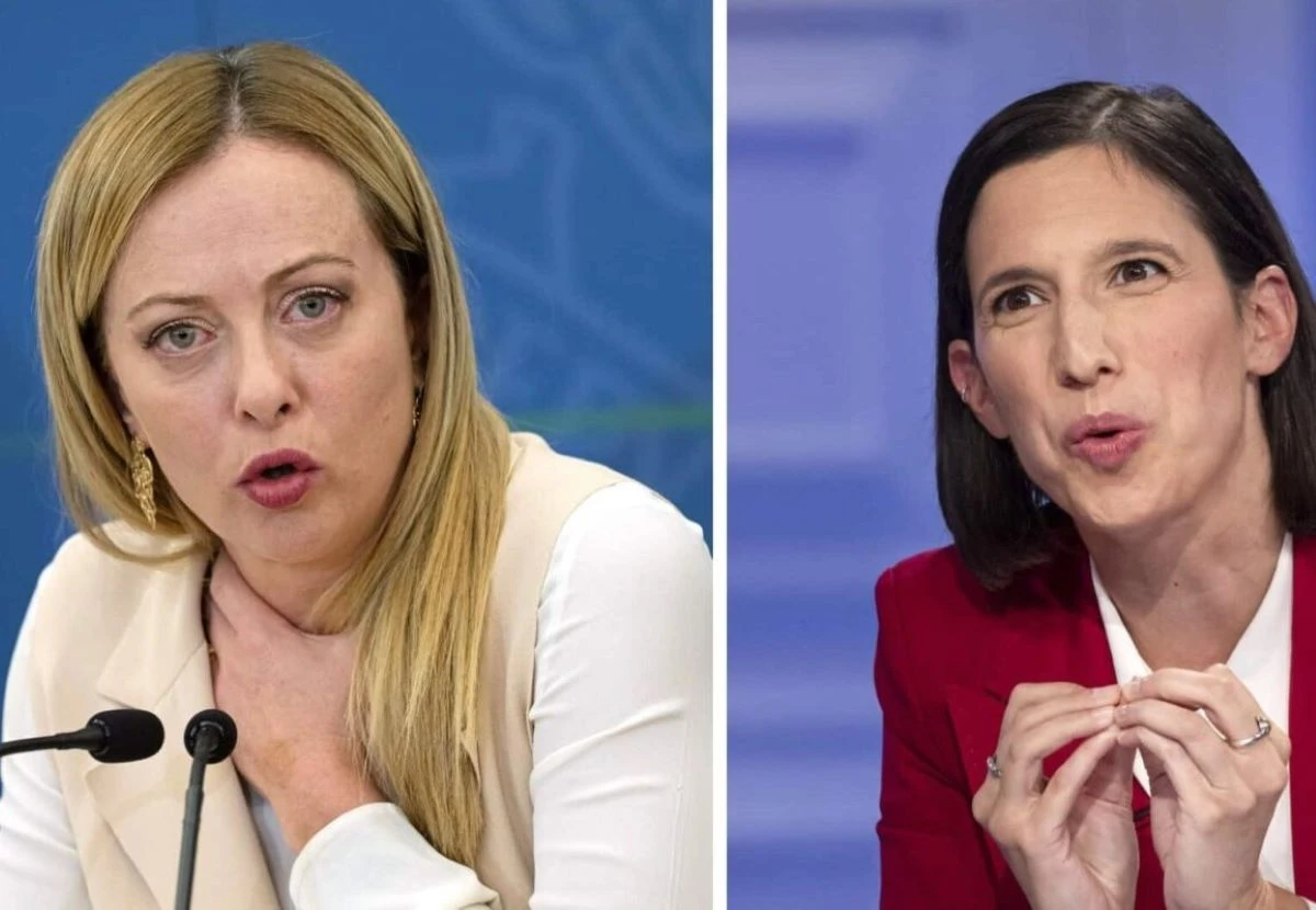 Giorgia Meloni ed Elly Schlein in un'immagine di confronto politico