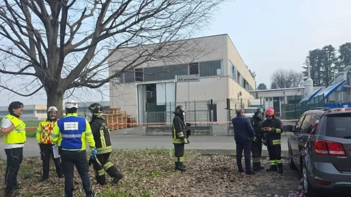 Area industriale e capannone dopo l'incidente nello stabilimento di Erbusco