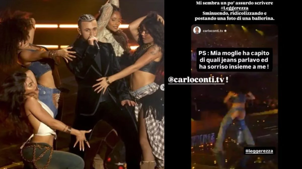 Schermata del post social con le dichiarazioni della ballerina su Sanremo 2026