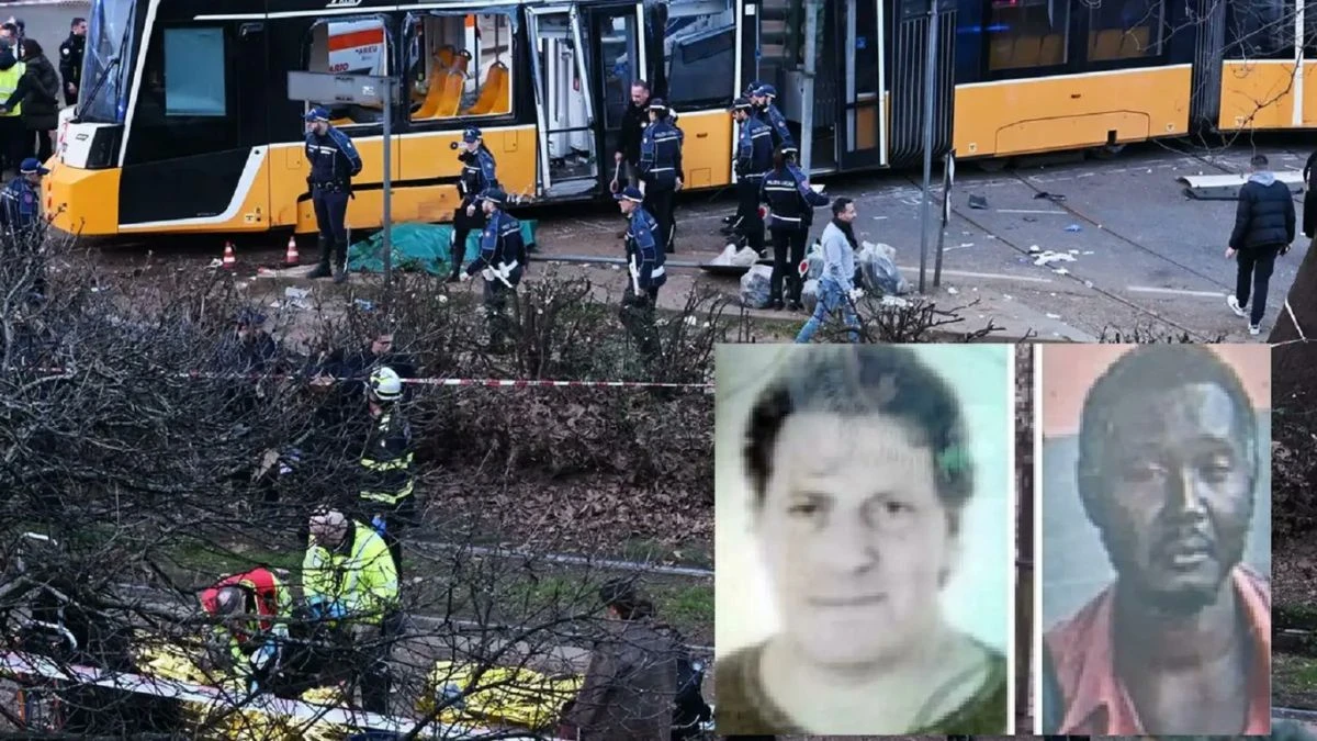 Tram dopo l'incidente: intervento dei soccorritori