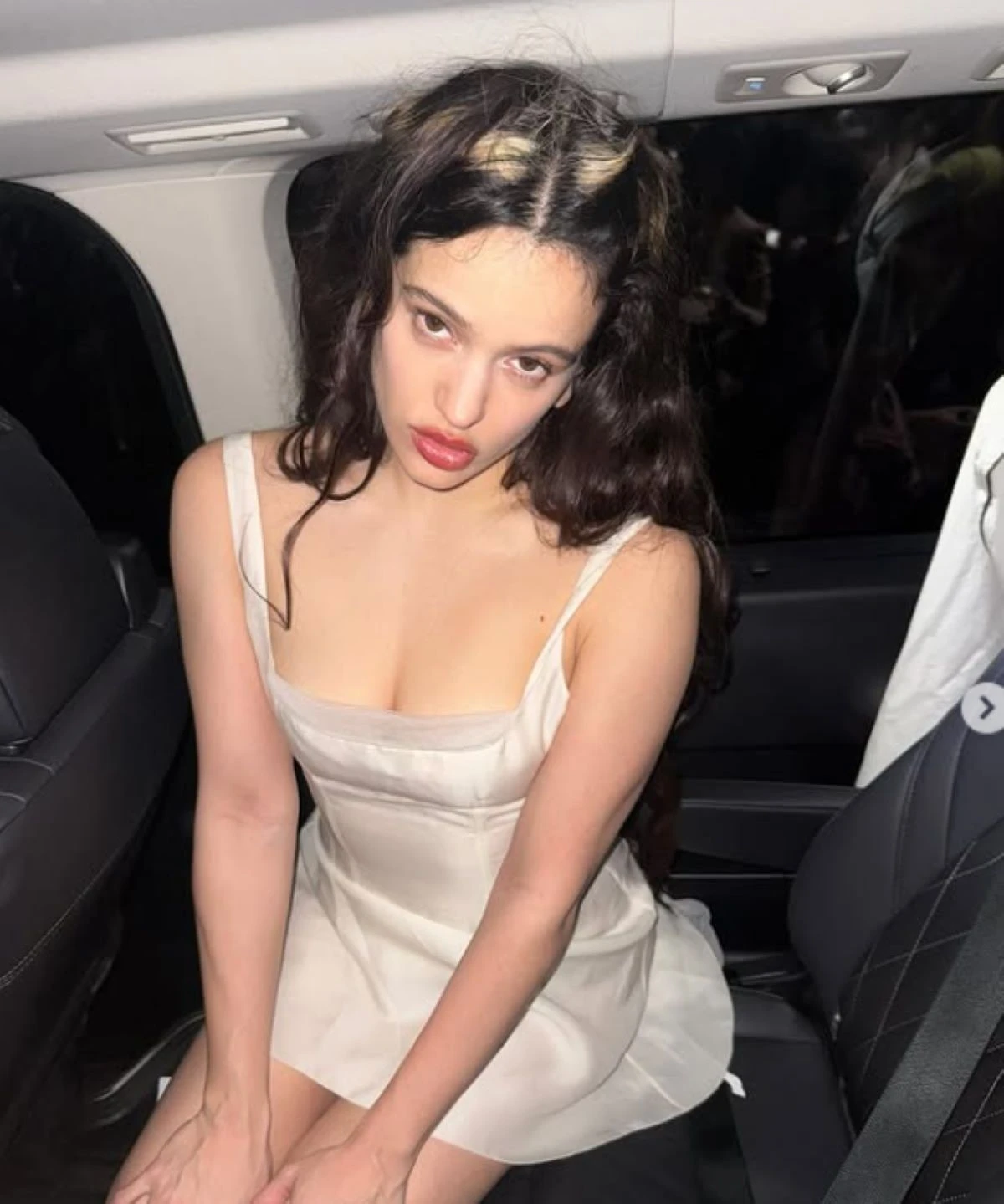 Rosalía sul palco a Milano pochi istanti prima di interrompere lo show